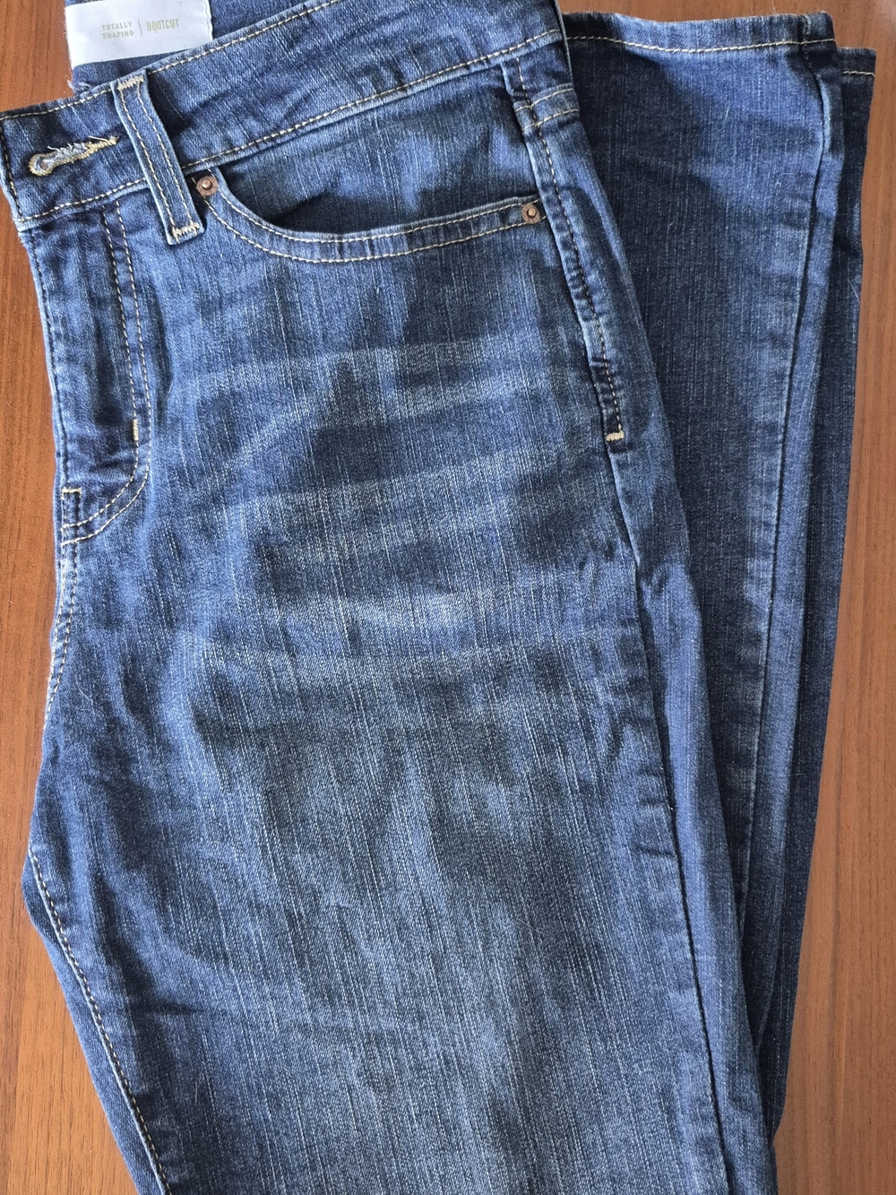 Signature Levi Strauss Dark Blue Totally Shaping Bootcut Jeans- 6Short